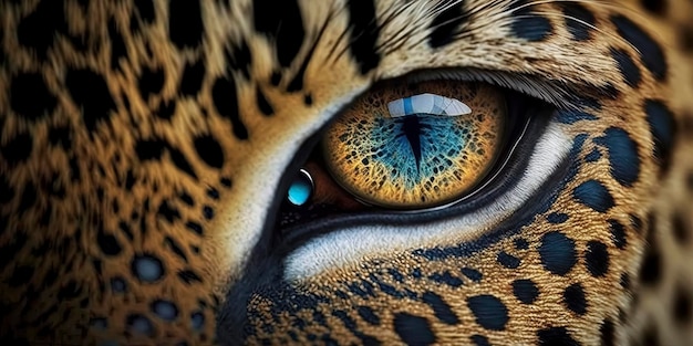 Extreme Makroaufnahmen mit Leopardenaugen, generiert von AI