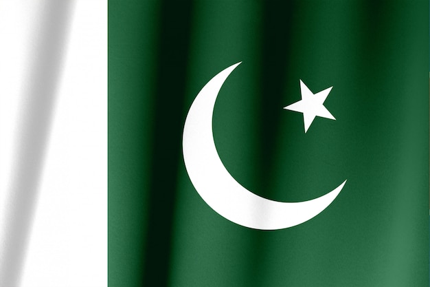 Extreme Nahaufnahme der gewellten pakistanischen Flagge