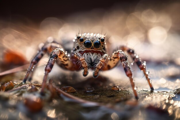 Extreme Vergrößerung Springspinne auf einem Blatt