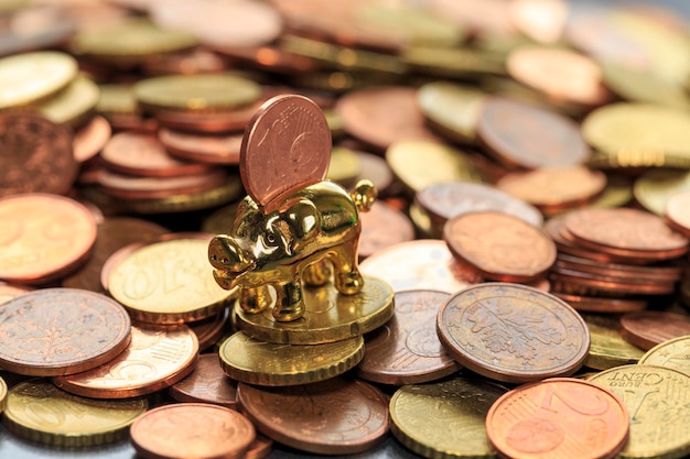 Extremo acercamiento de las monedas