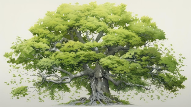 Exuberante árbol descompuesto acuarela ilustración generativa ai