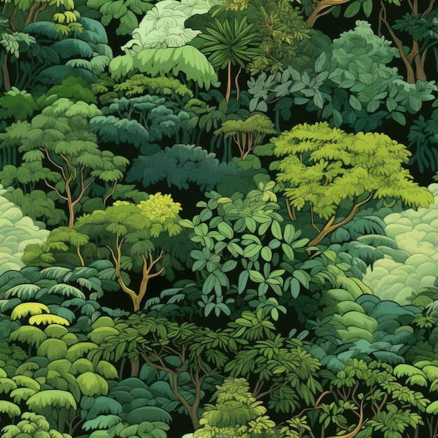 Exuberante cubierta verde de árboles en una selva tropical