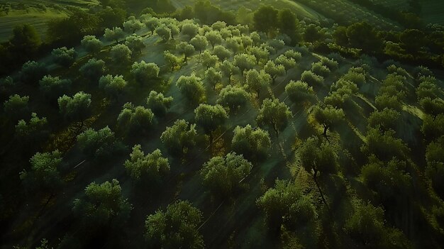 El exuberante dosel verde del bosque desde arriba vista aérea de árboles densos paisaje tranquilo perfecto para temas ambientales IA