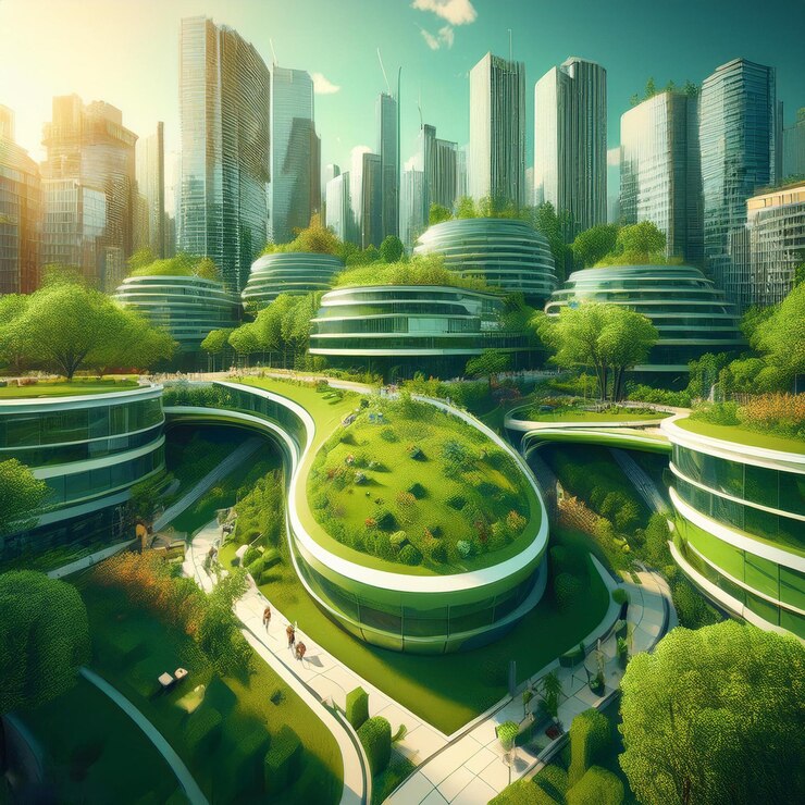Exuberante espacio verde urbano con vibrantes flores silvestres que muestran la biodiversidad en el centro de la ciudad