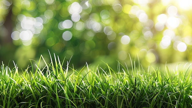 La exuberante hierba verde del jardín en primer plano