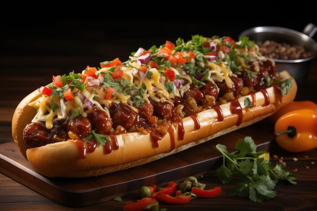 Exuberante hot dog en un vibrante parque de diversiones generative IA