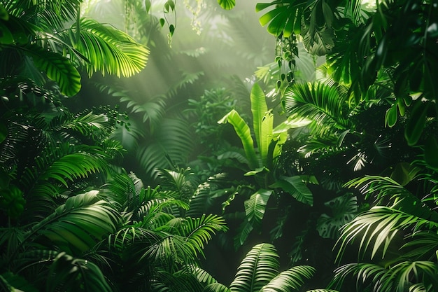 Foto la exuberante vegetación de una selva tropical