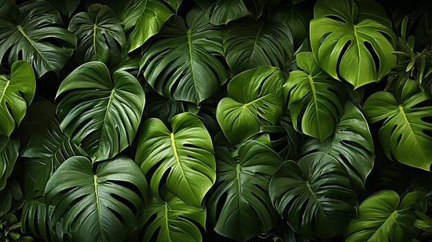 Foto exuberantes patrones de hojas de monstera