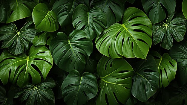 Exuberantes patrones de hojas de Monstera