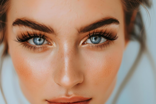 Exudando confiança e fascínio O glamour de uma mulher com impressionantes extensões de pestanas conceito pestanas de luxo realçando a beleza natural Hollywood glamour drama e elegância