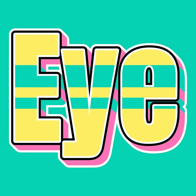 Foto eye typography diseño 3d vintage de los años 90 texto de fondo de color rosa amarillo foto jpg