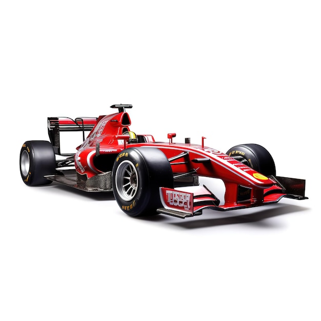 F1 3D-Rennwagen-Symbol Transport-Jet-Logo Sport-Auto-Rennfahrzeug in roter Farbe F1 Rennfahrzeug auf Weiß