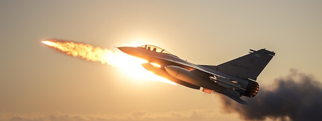 F16-Jäger feuert Raketen ab. Generative KI