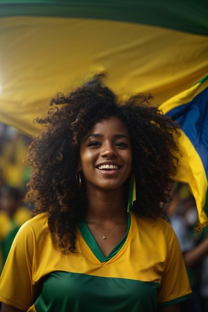 Fã de futebol jovem negra