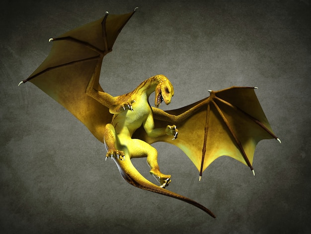 Fabelhafter fliegender Drache. 3D-Darstellung