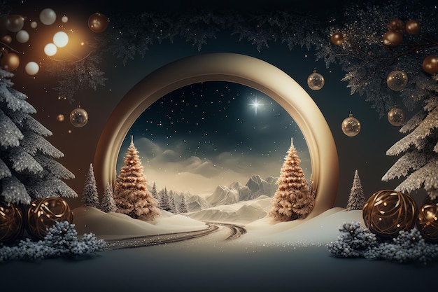 Fabelhafter roter leerer Hintergrund der frohen Weihnachten Illustration AI Generative