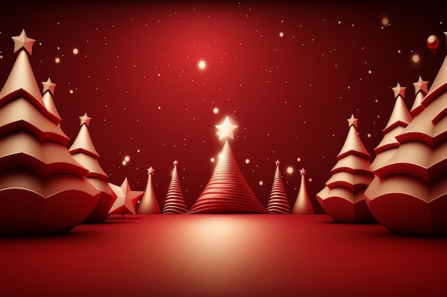 Fabelhafter roter leerer Hintergrund der frohen Weihnachten Illustration AI Generative