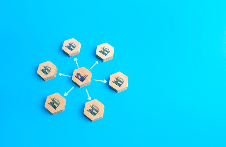Foto la fábrica abastece a las tiendas logística del intercambio comercial entrega de mercancías relaciones económicas lazos y cadenas tecnológicas distribución de productos para la venta mercados de venta cadenas logísticas