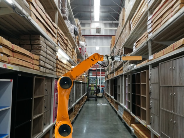 Fábrica y almacén inteligentes del almacenamiento de productos del brazo de la industria del robot