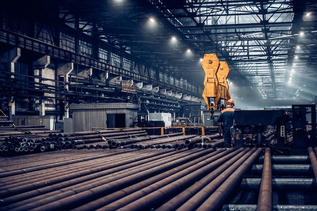 Fábrica de ferro e aço ou usina de tubos localizada em Taganrog, sul da Rússia