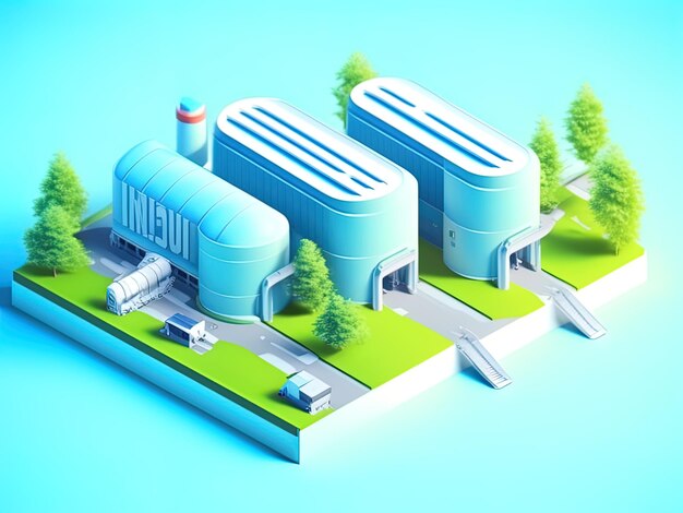 fábrica industrial edificio de fábrica representación 3 d