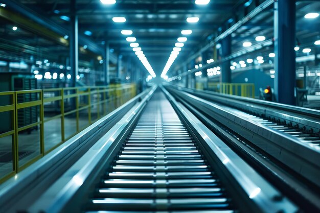 Foto una fábrica industrial con un laberinto de cintas transportadoras su movimiento continuo simboliza el flujo de producción