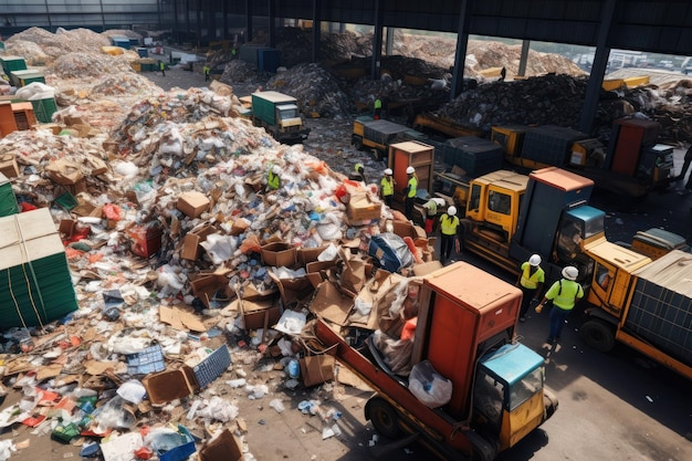 Fábrica de plantas de reciclaje de basura WastetoEnergy que muestra el proceso de clasificación y gestión de residuos