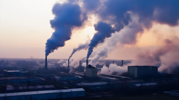 Una fábrica de la que sale humo.