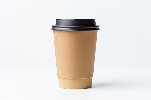 La fabricación de una elegante taza de café de cartón con tapa de plástico aislada una cautivadora presentación de 32 AR
