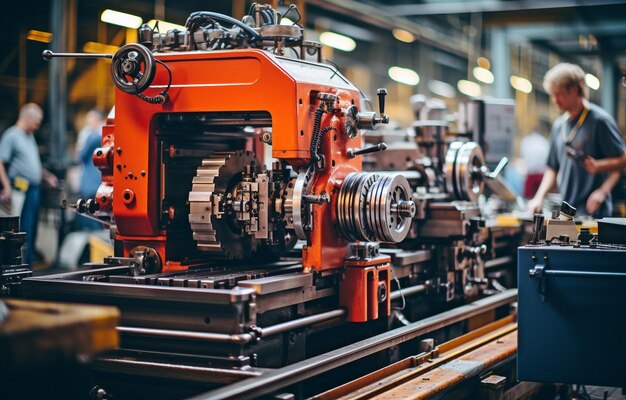 Foto en la fabricación de metales, un torno o una máquina de corte