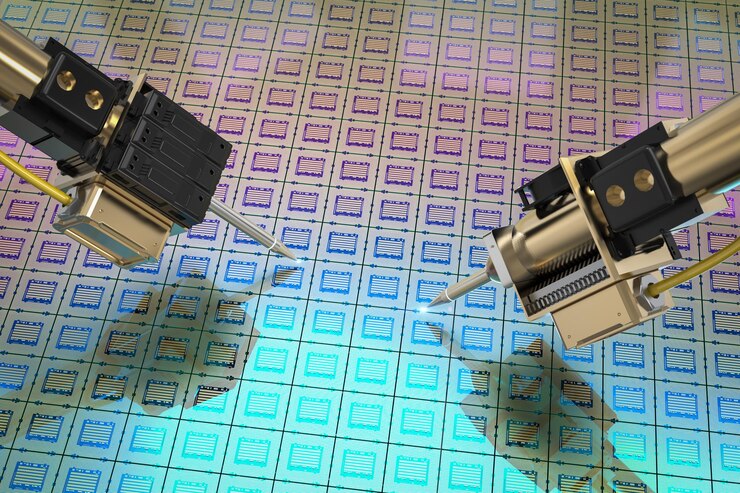 Foto fabricación de semiconductores con brazos robóticos