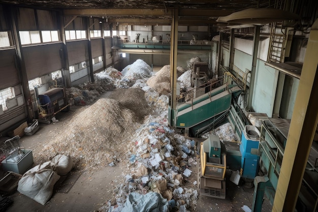 Fabrik, in der Wertstoffe sortiert und für das Recycling vorbereitet werden, erstellt mit generativer KI