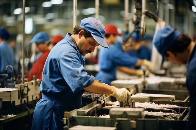 Foto fabrikarbeiter bei der arbeit generative ki