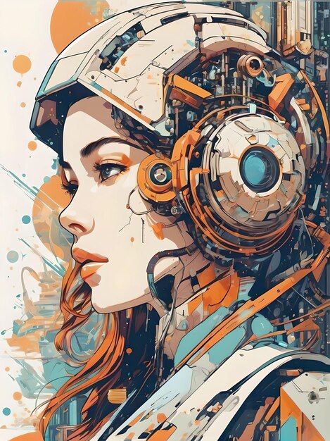 Fábulas Femme futuristas retratando meninas cyberpunk em realismo abstrato