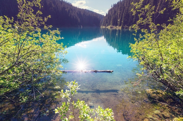 Faça uma caminhada até as águas turquesa do pitoresco Lago Garibaldi, perto de Whistler, BC, Canadá. Destino de caminhada muito popular na Colúmbia Britânica.