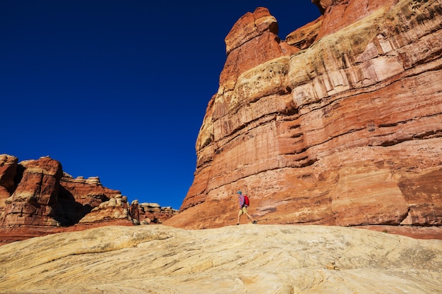 Faça uma caminhada nas montanhas de Utah. Caminhadas em paisagens naturais incomuns. Fantásticas formações de arenito.