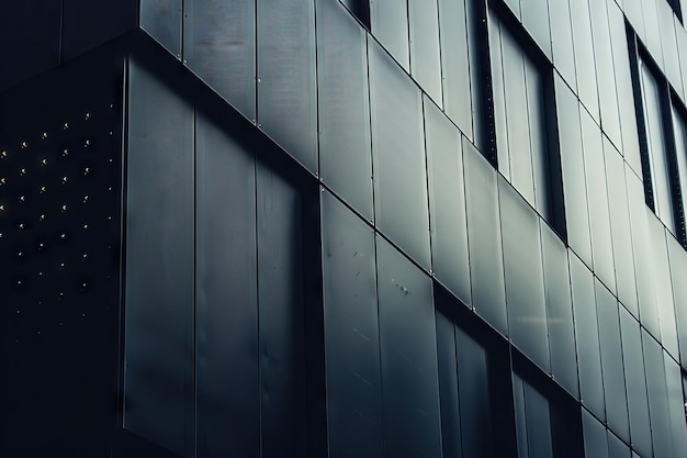 Facada de acero negro Edificio moderno Detalles de arquitectura exterior