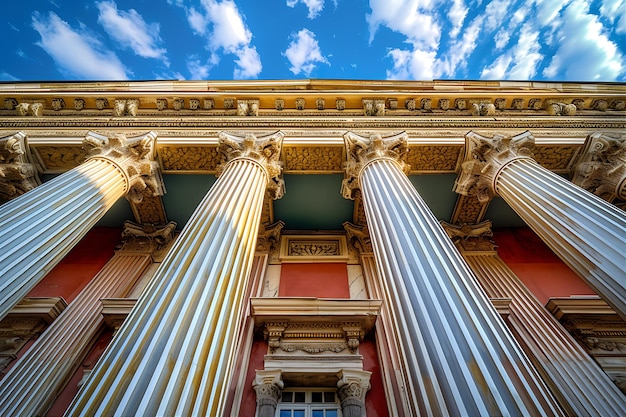 Facada de un antiguo edificio del palacio con columnas