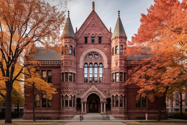 Facada leste do Sever Hall no pátio de Harvard na Universidade de Harvard