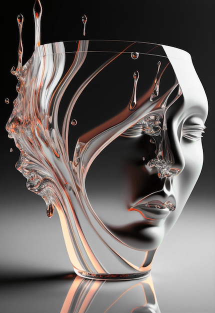 Face de vidro abstrata gerada por inteligência artificial