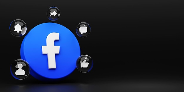 Facebook 3D-Rendering Anwendungslogo Hintergrund Facebook Social Media-Plattform