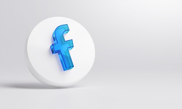 Facebook Acrylglas-Symbol auf weißem Hintergrund 3D-Rendering.