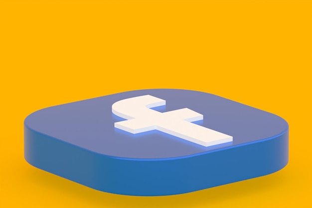 Facebook-Anwendungslogo 3D-Rendering auf gelbem Hintergrund