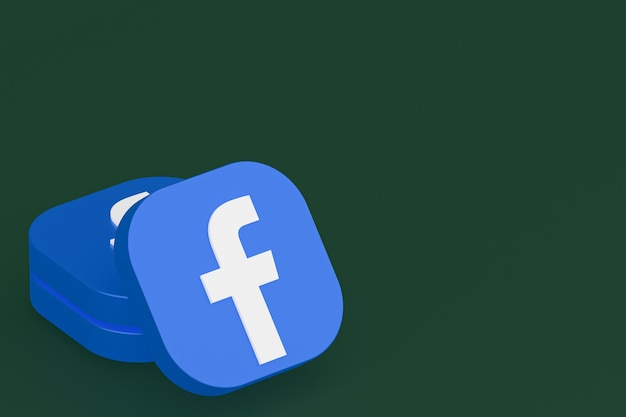 Facebook-Anwendungslogo 3D-Rendering auf grünem Hintergrund