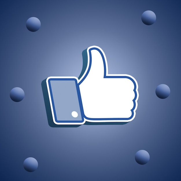 Facebook como icono, pulgares arriba 3d