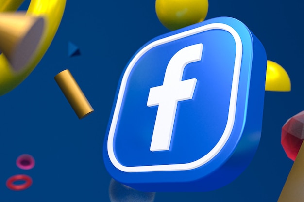 Facebook-Logo auf abstraktem Geometriehintergrund