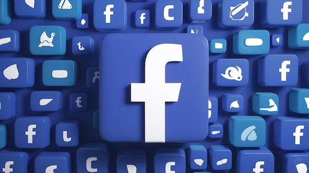 Foto facebook-logo mit minimalem 3d-hintergrund