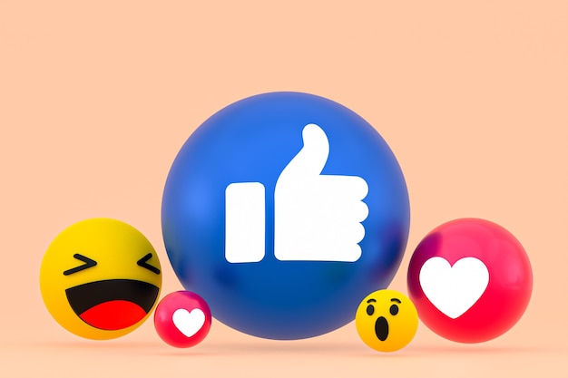 Facebook Reaktionen Emoji 3d rendern, Social Media Symbol