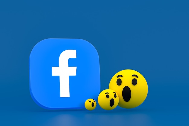 Facebook Reaktionen Emoji rendern, Social Media Ballon Symbol mit Facebook Icons Muster