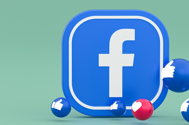 Facebook Reaktionen Emoji rendern, Social Media Ballon Symbol mit Facebook Icons Muster